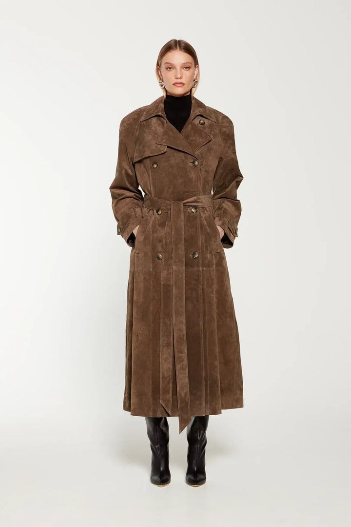 Lunessa™ | Suede Trench Coat